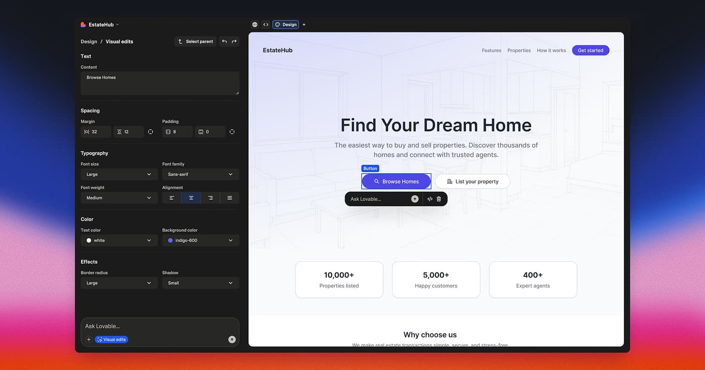 Lovable Visual Edits