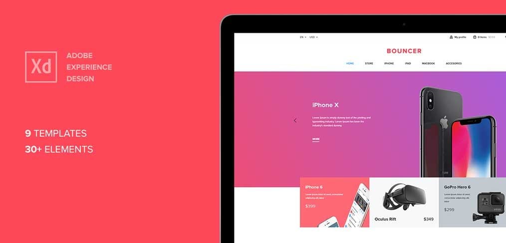 Bouncer – Ecommerce Free XD UI Kit