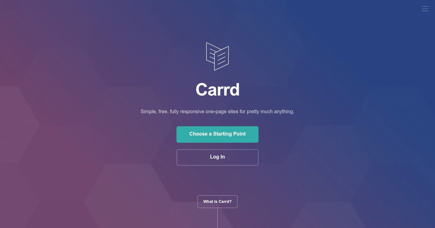 Carrd landing page builder homepage screenshot
