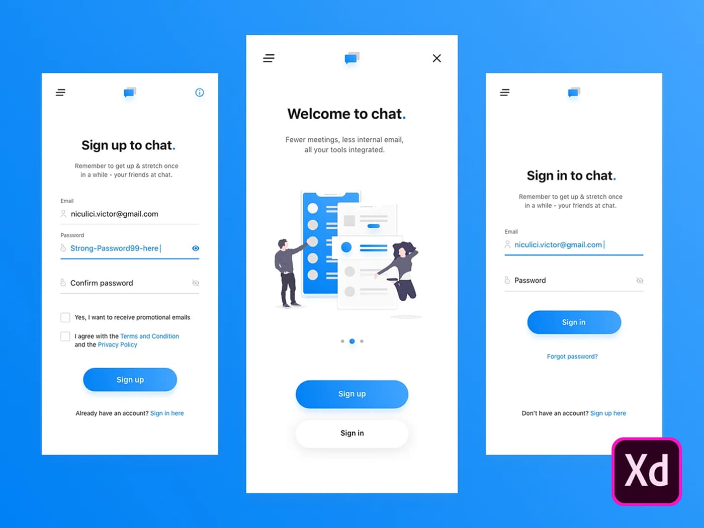 Chat App Signup Screens