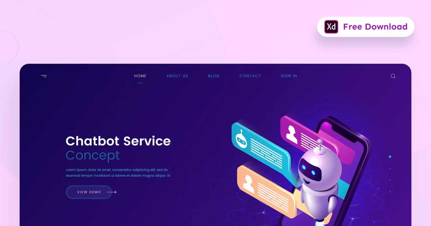 Chatbot XD Web Concept