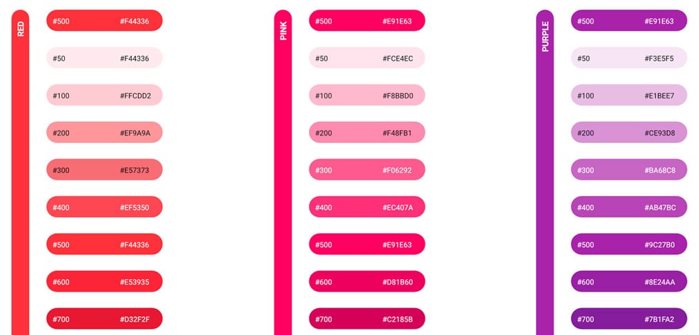XD Material Design Color Palettes & Gradients