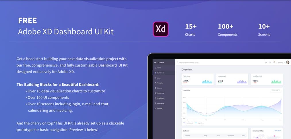 Free Adobe XD Dashboard UI Kit