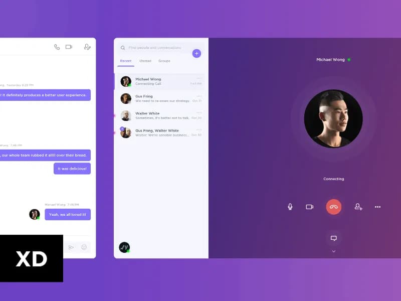Direct Messaging App – XD Template