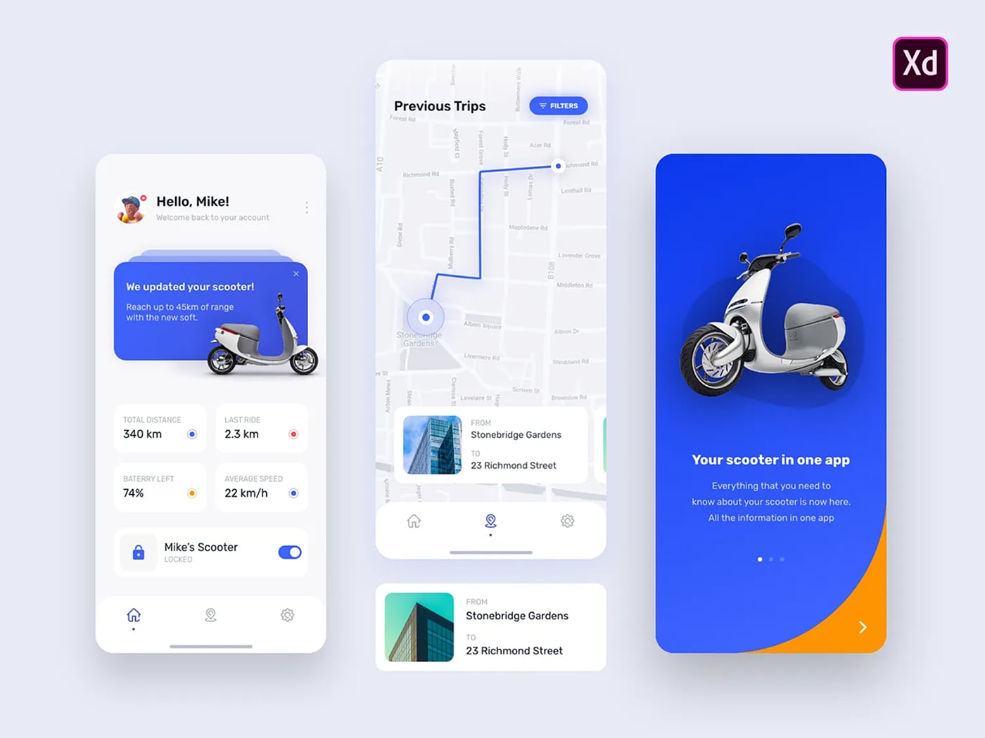 E-scooter Mobile Dashboard for XD