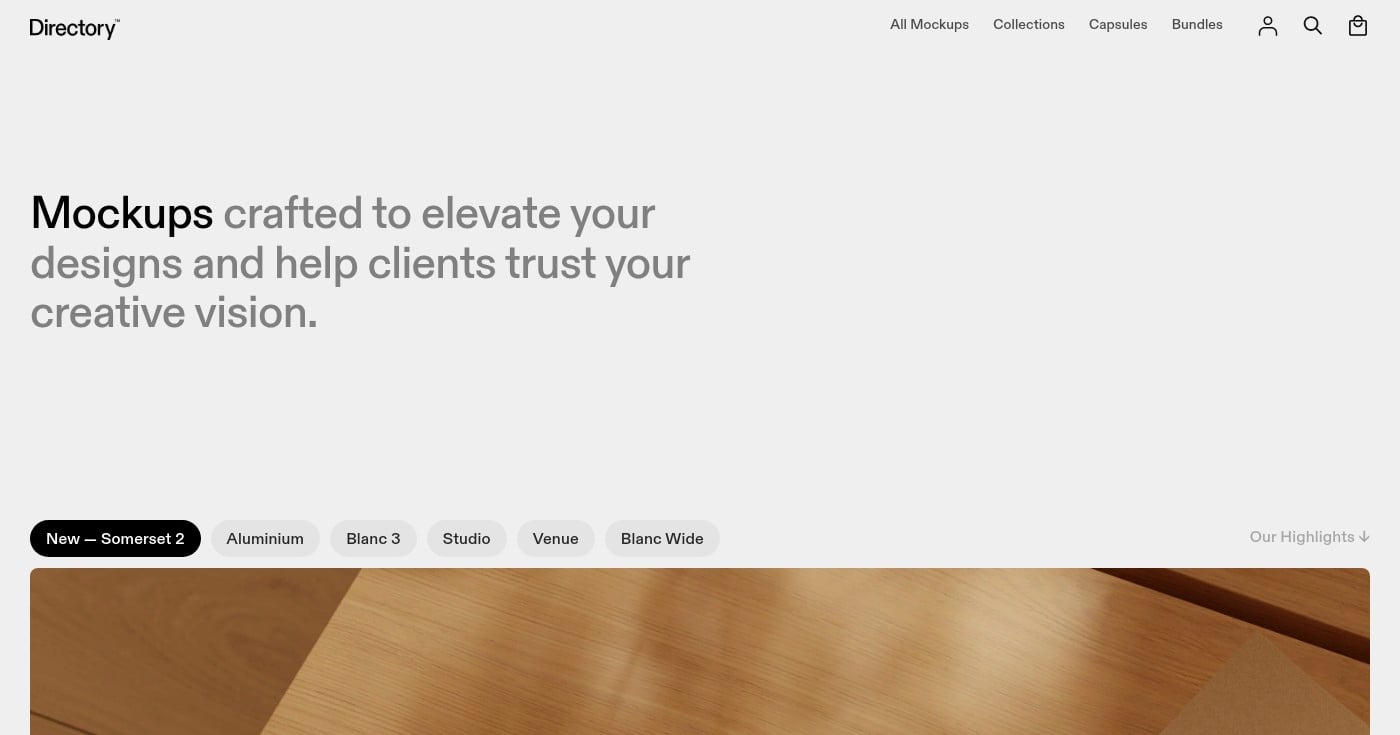 Mockups Directory homepage