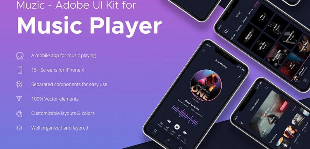 Muzic – Free Music XD UI Kit
