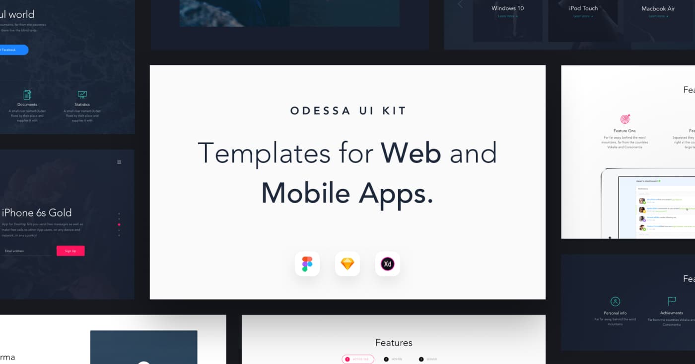 Odessa: Premium UI Kit for Figma, Adobe XD and Sketch