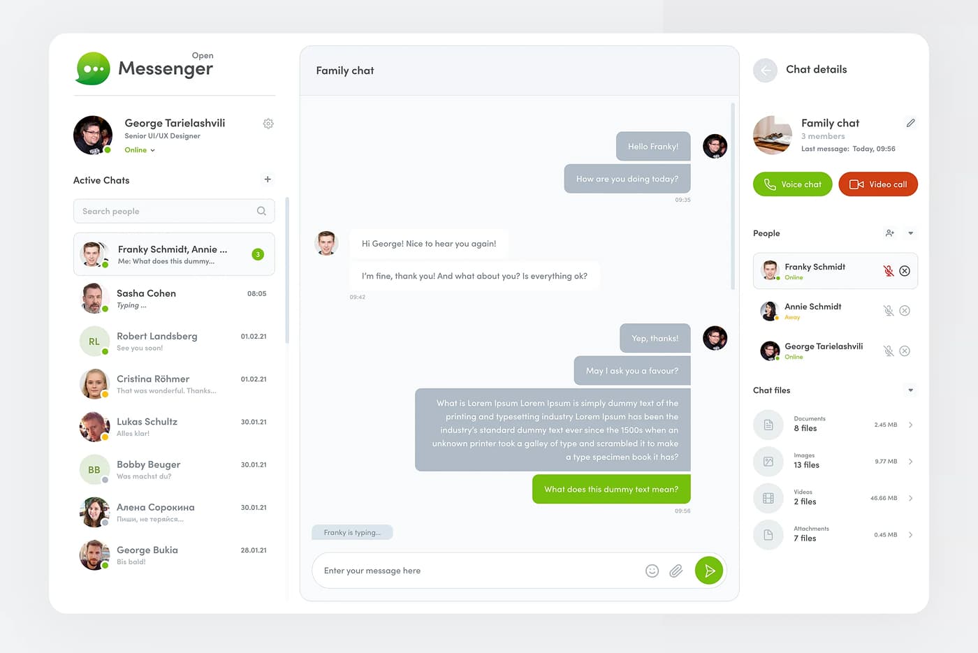 Open Messenger Chat XD Template