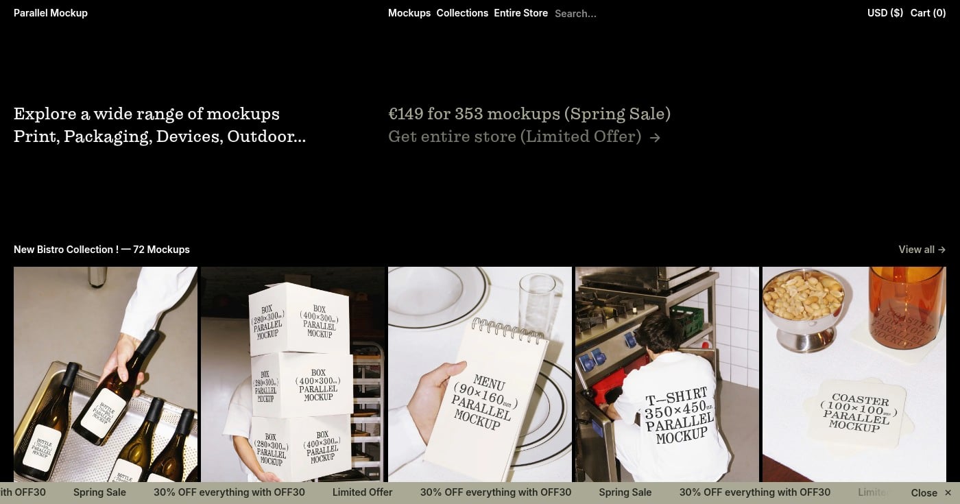 Parallel Mockup homepage