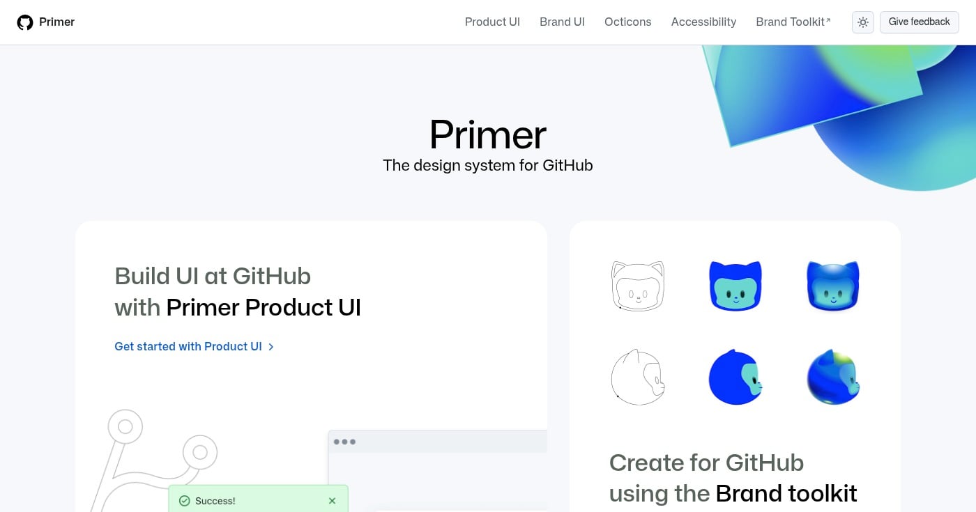 Primer Web GitHub design system page