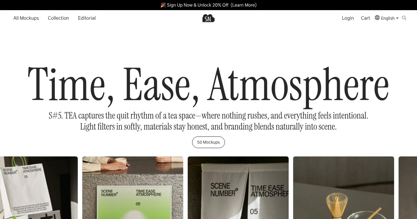 Scene Number Mockup homepage