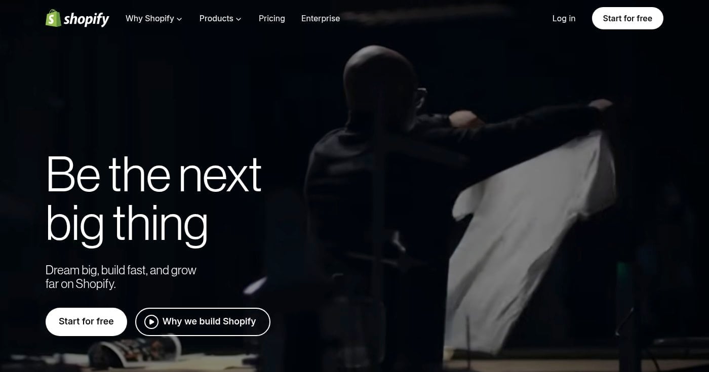 Shopify website builder homepage screenshot