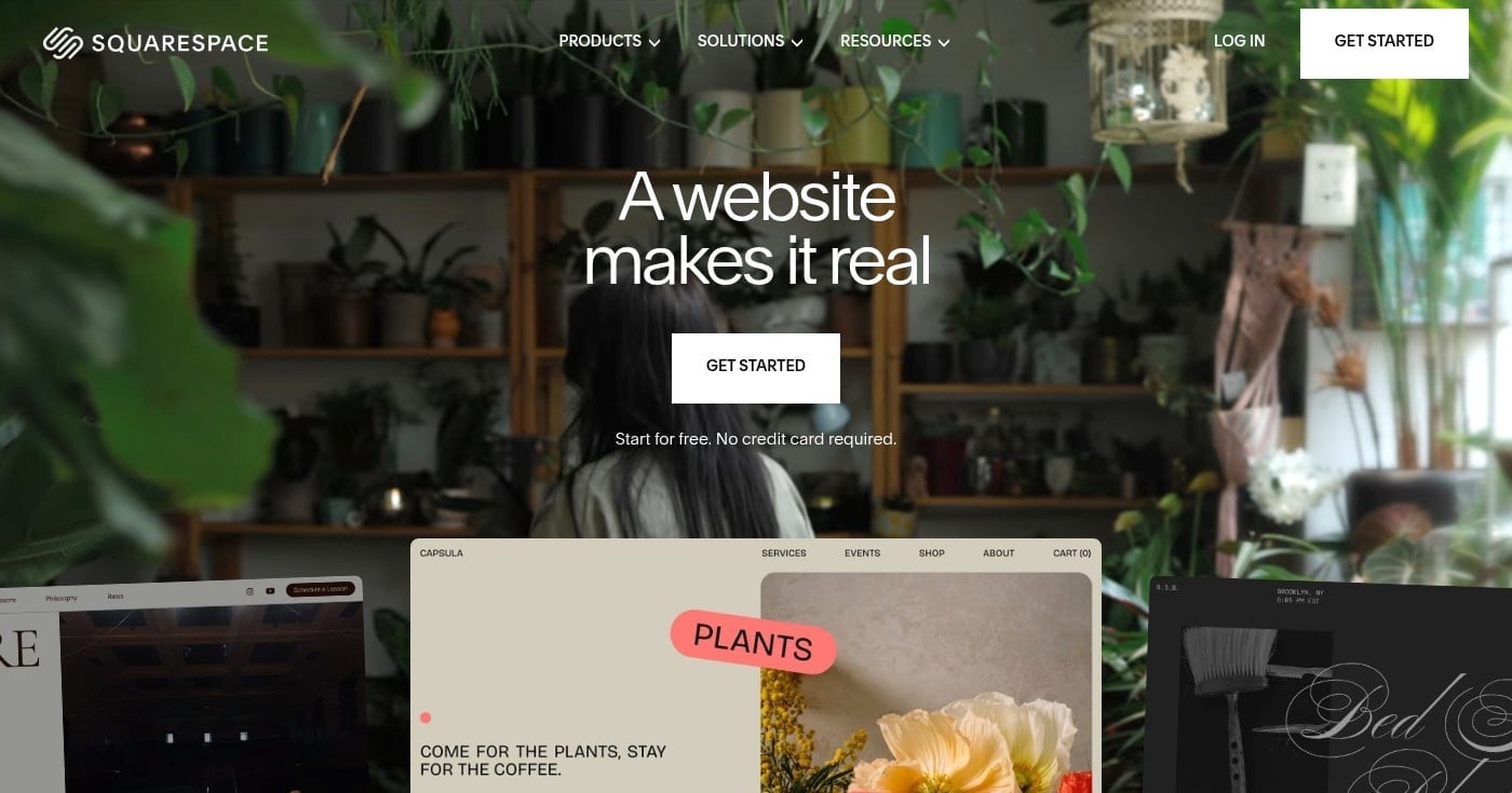 Squarespace website builder homepage screenshot