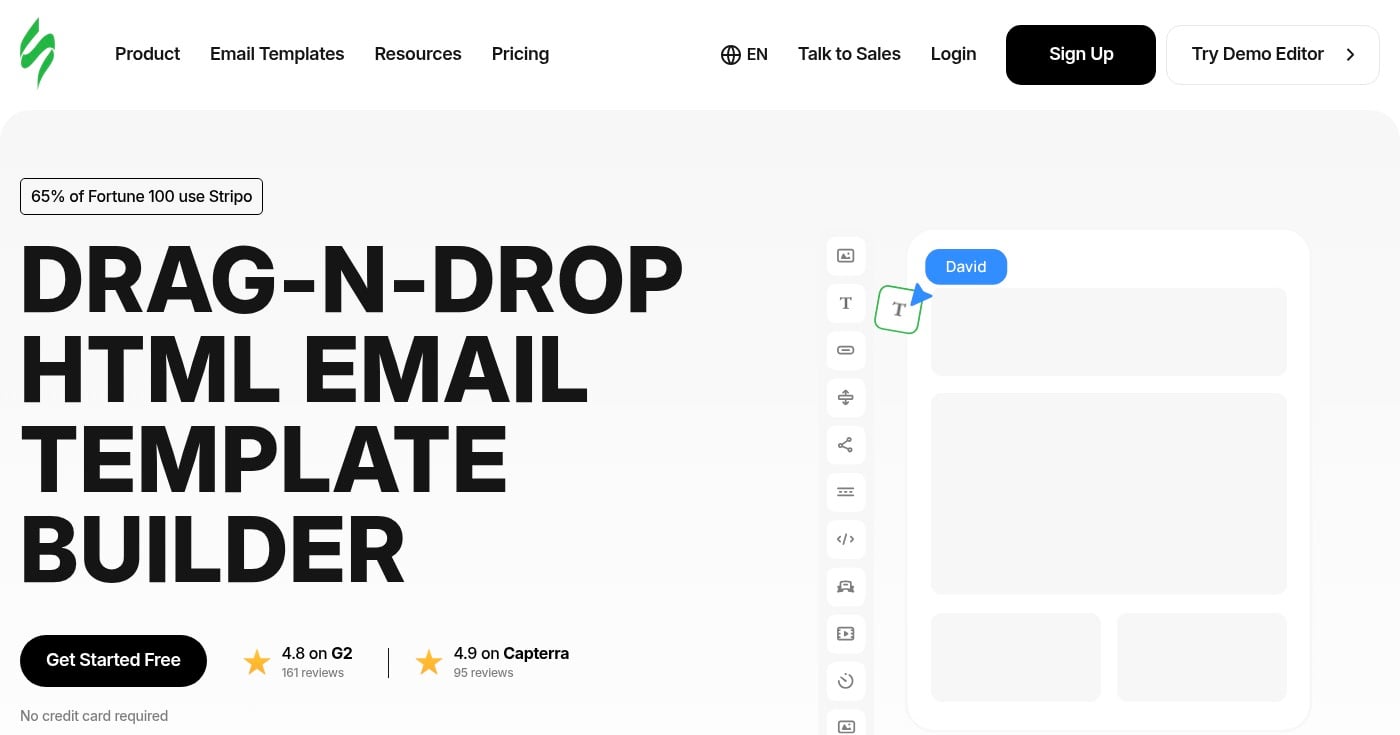 Stripo email template builder interface