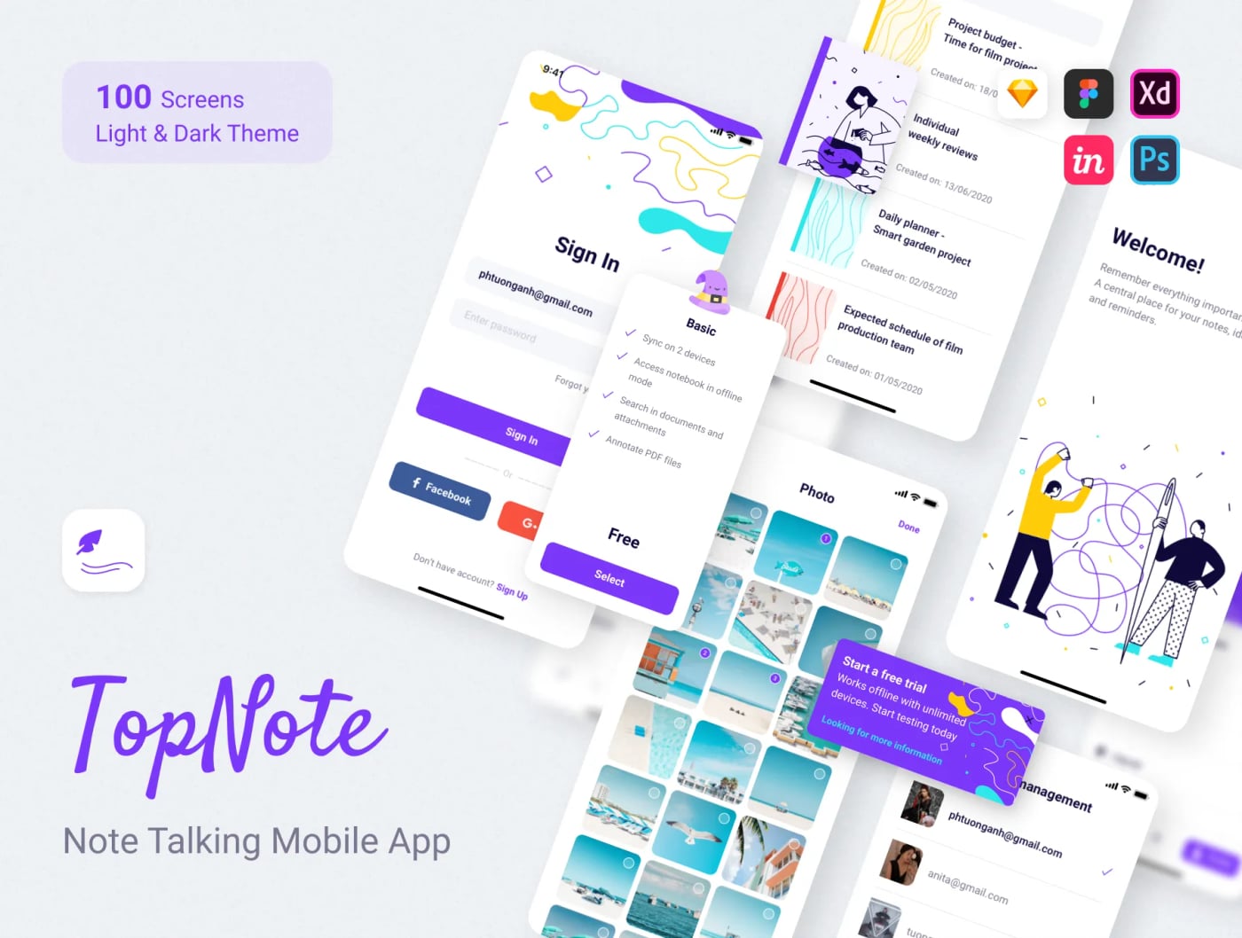 Topnote – Free XD Mobile UI Kit