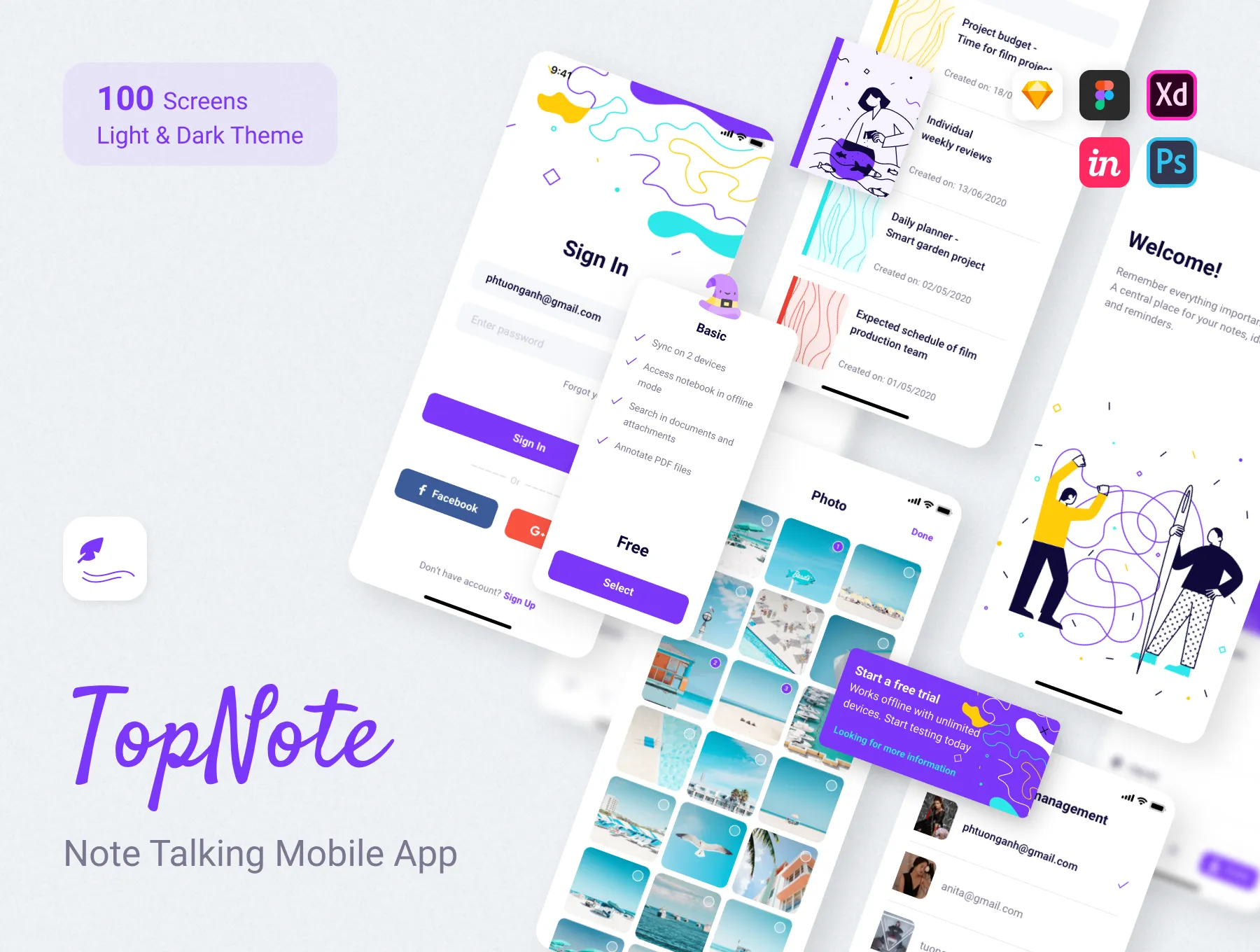 Topnote – Free XD Mobile UI Kit