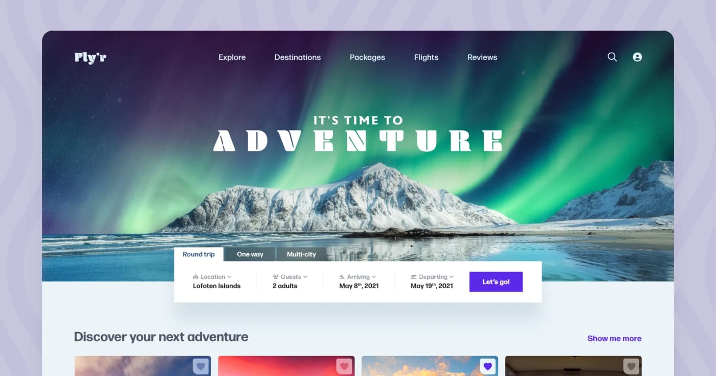 Free Travel Landing Page XD Template