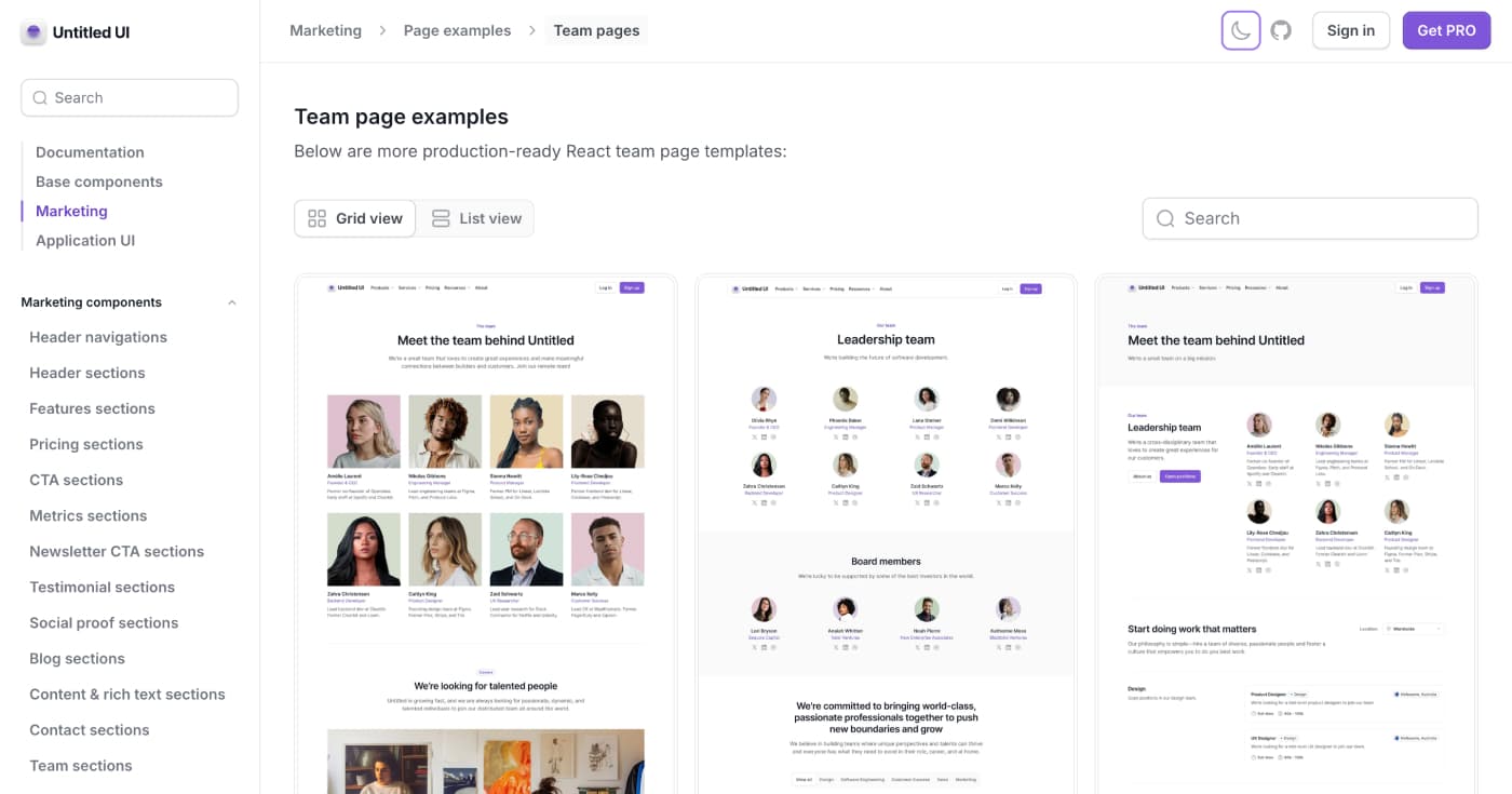 Untitled UI React Marketing Pages