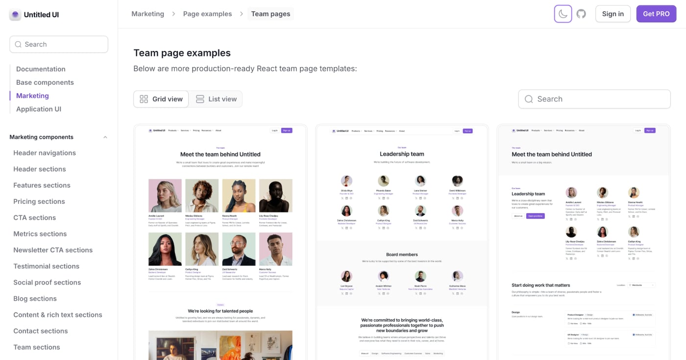 Untitled UI React Marketing Pages