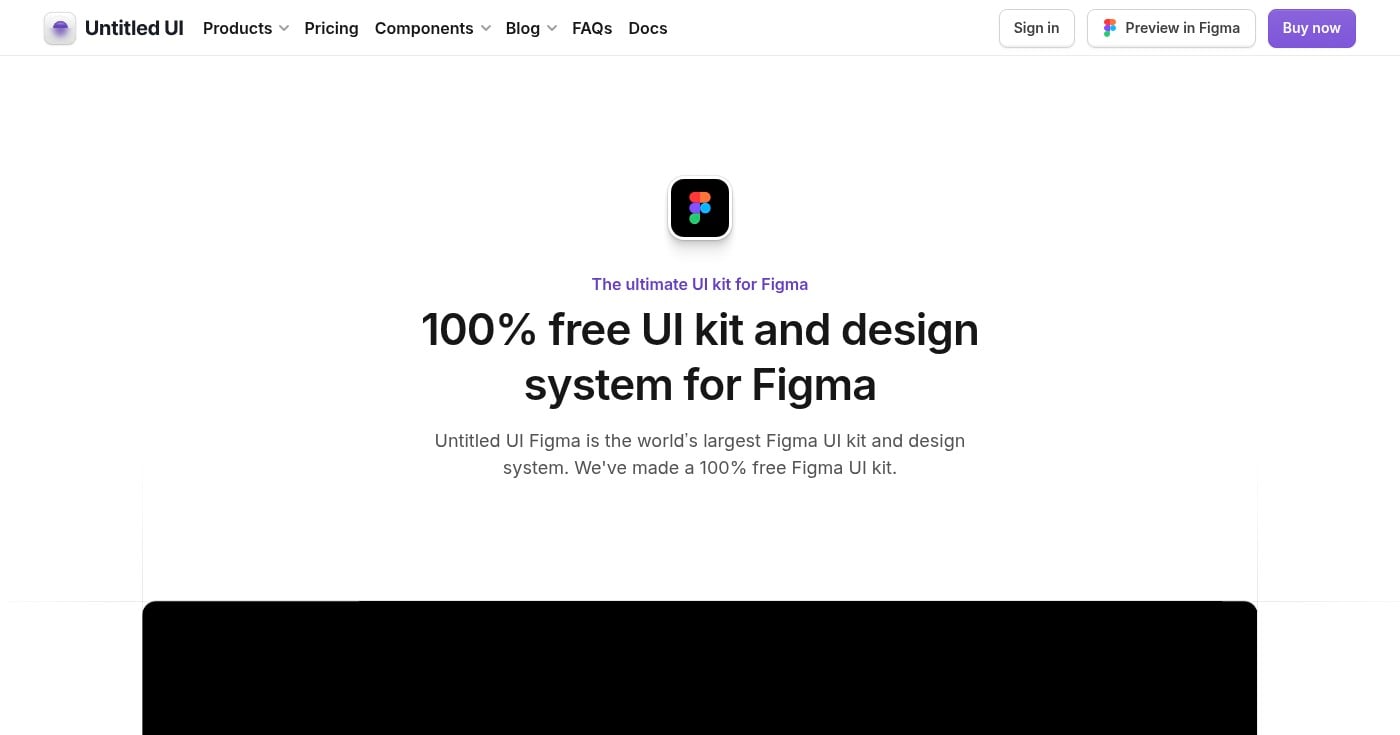 Untitled UI free Figma UI kit homepage