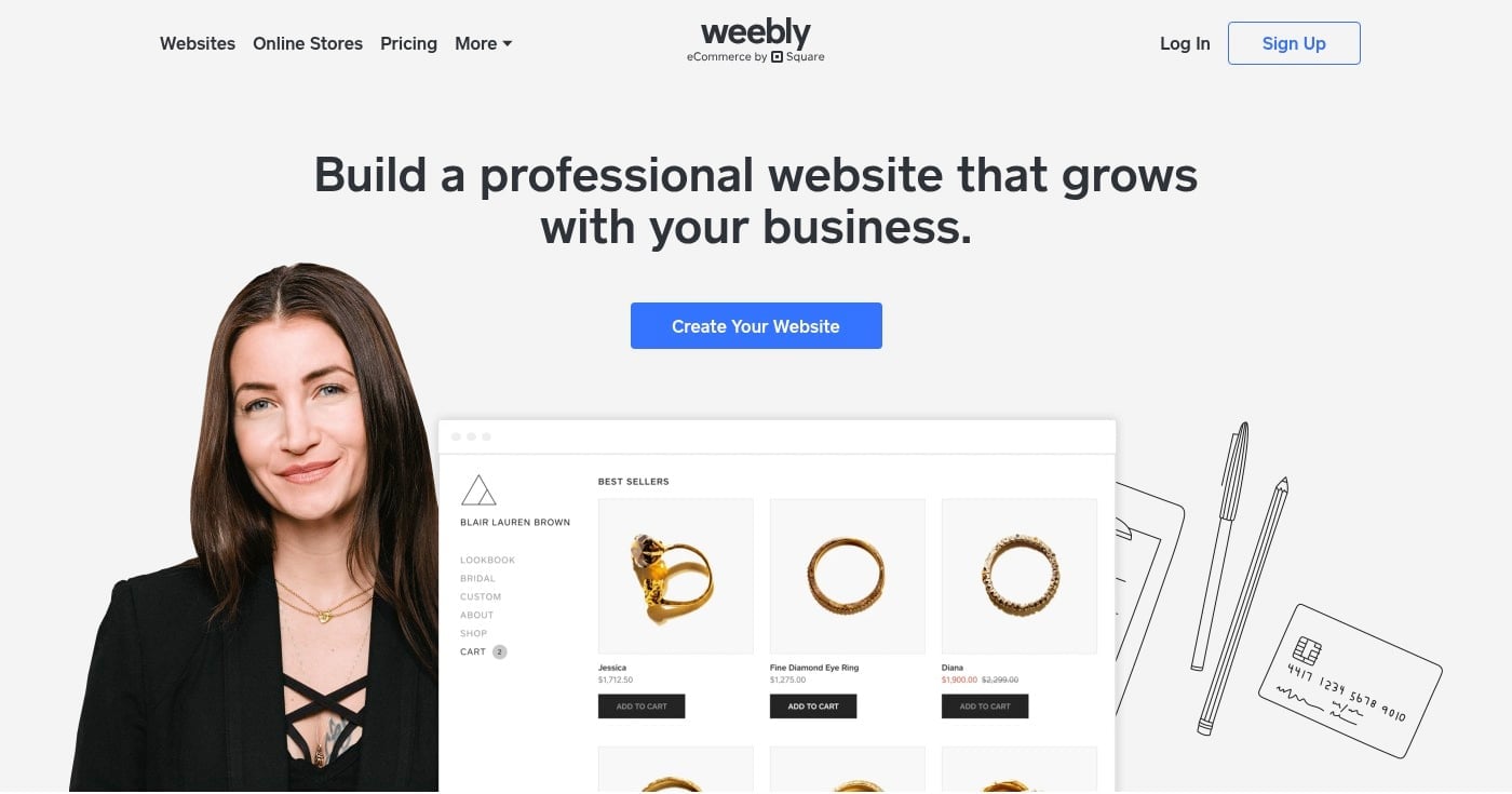 Weebly website builder homepage screenshot