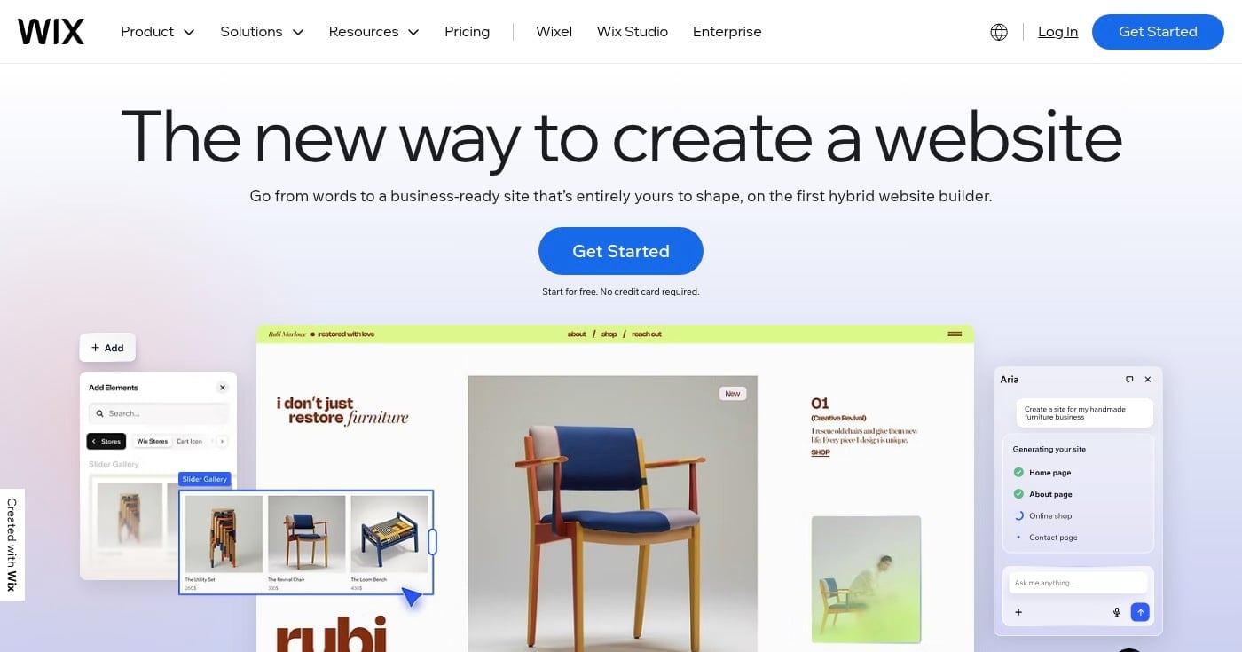 Wix website builder homepage screenshot