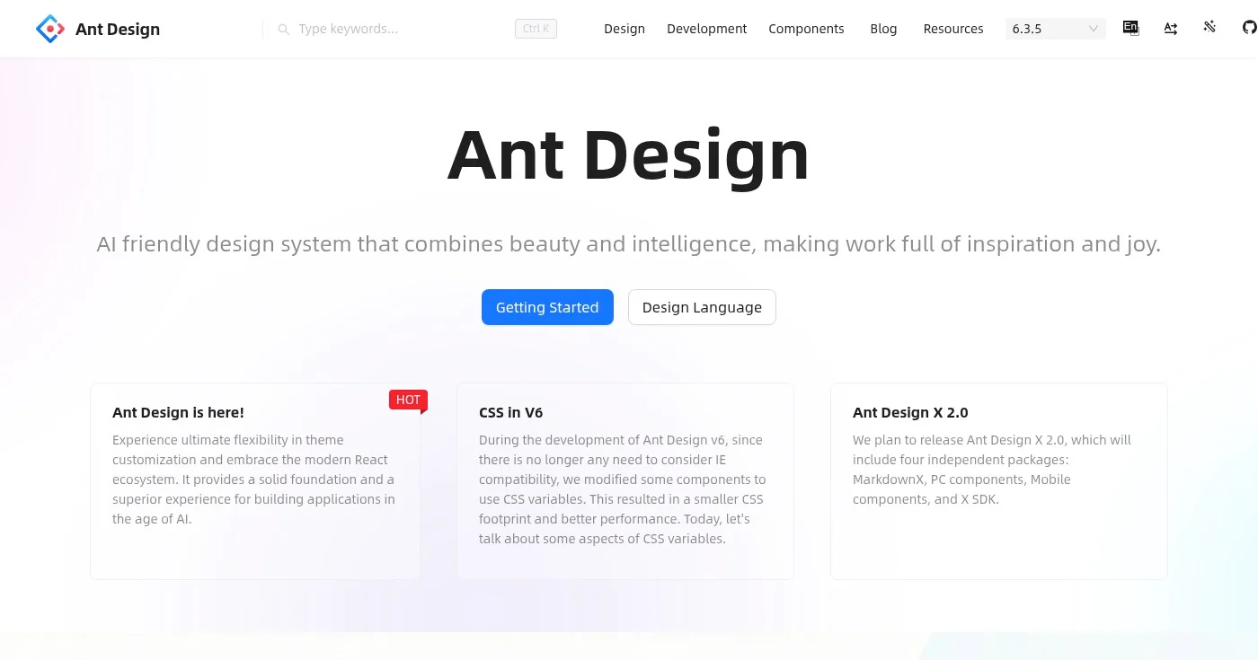 Ant Design homepage