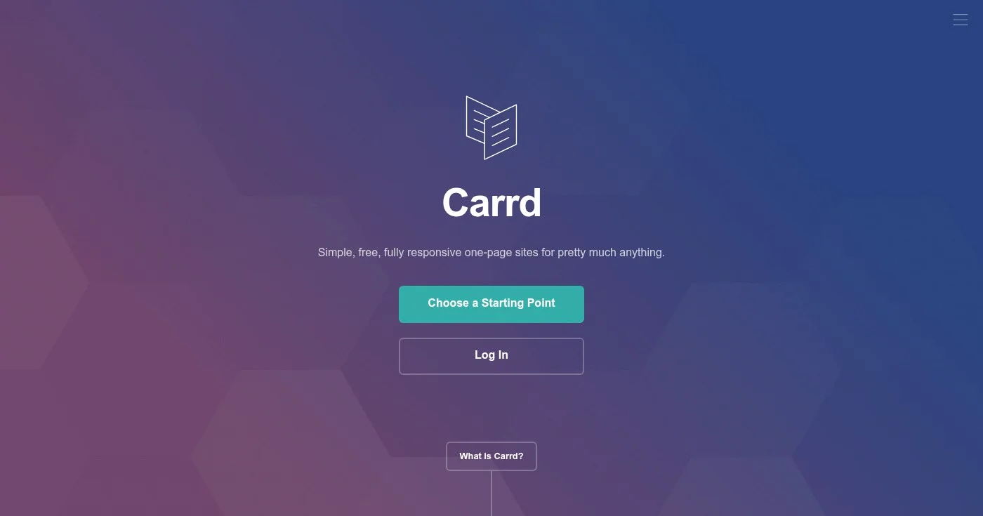 Carrd landing page builder homepage screenshot