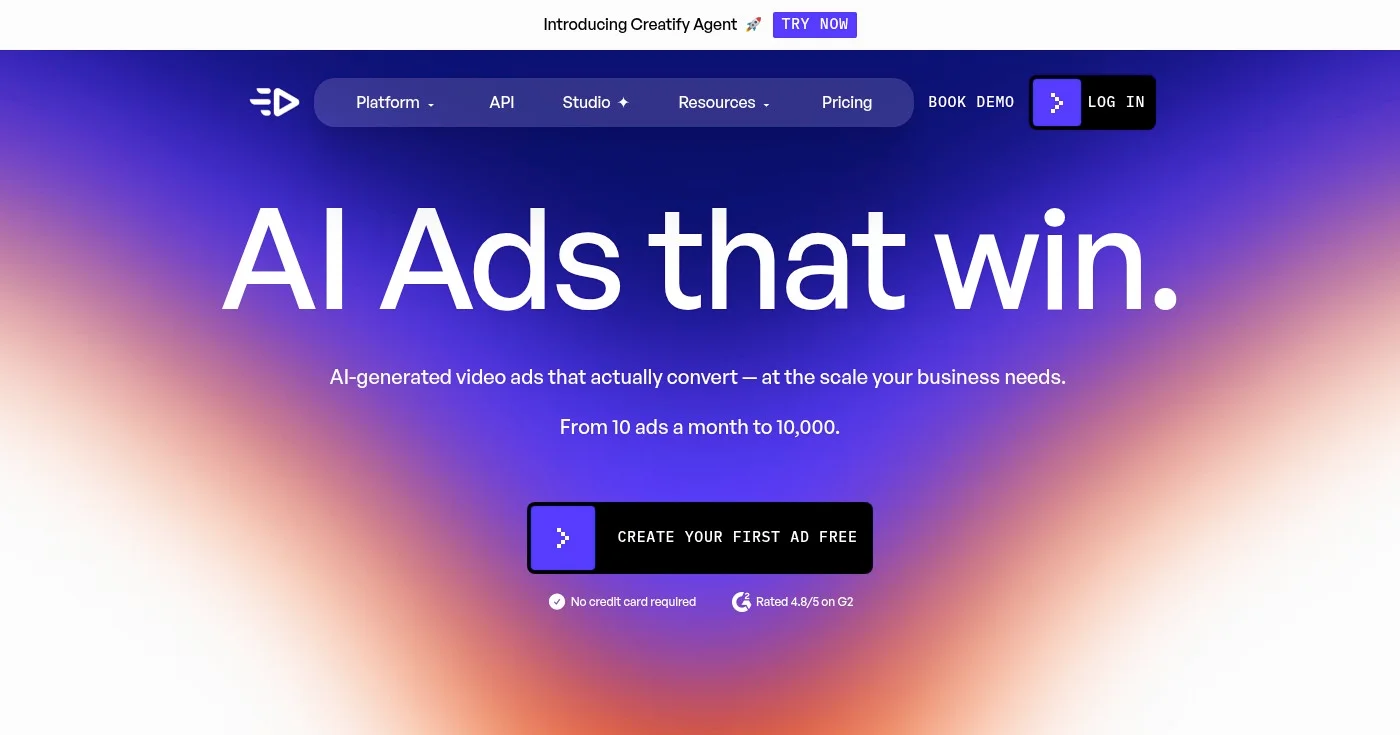 Creatify AI avatar generator homepage