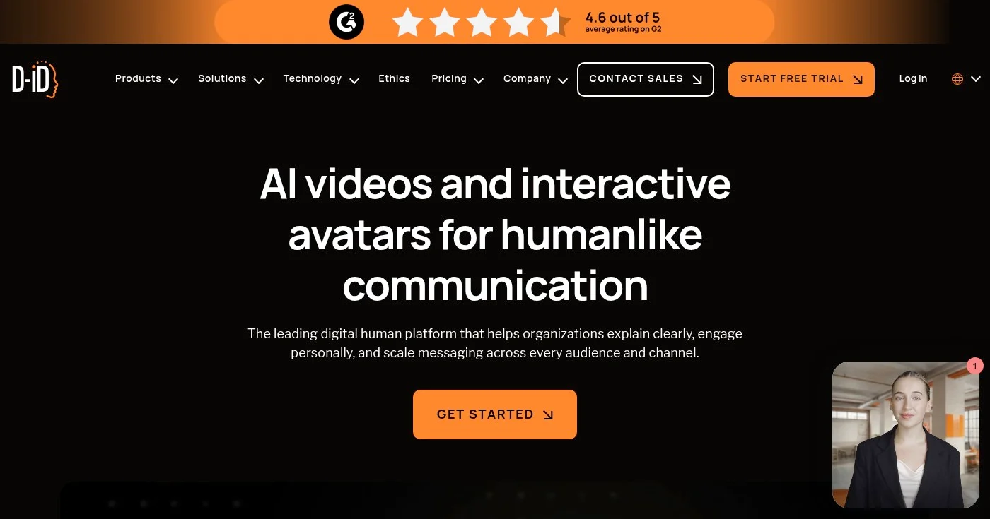 D-ID AI avatar generator homepage