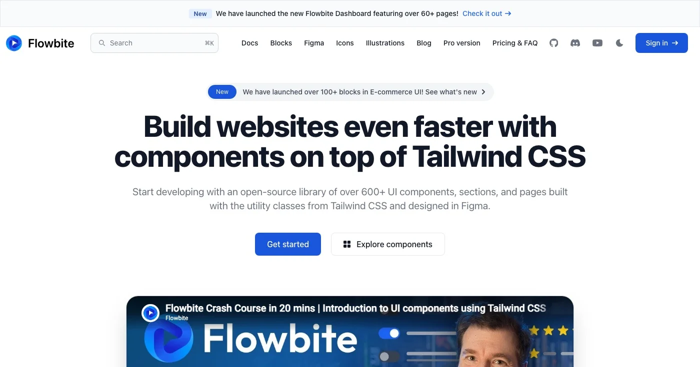 Flowbite homepage