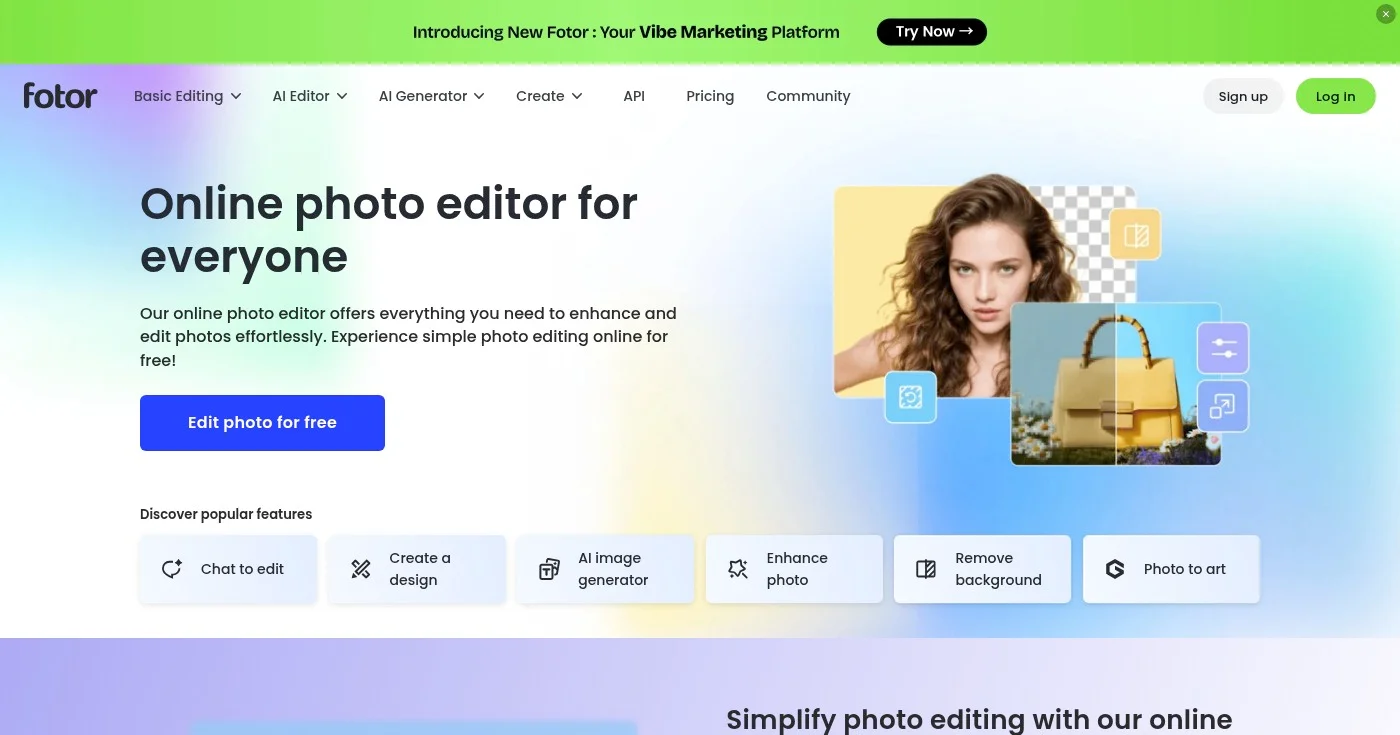 Fotor AI avatar generator homepage