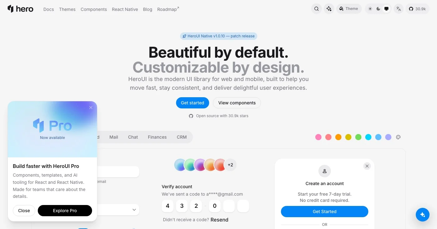 HeroUI homepage