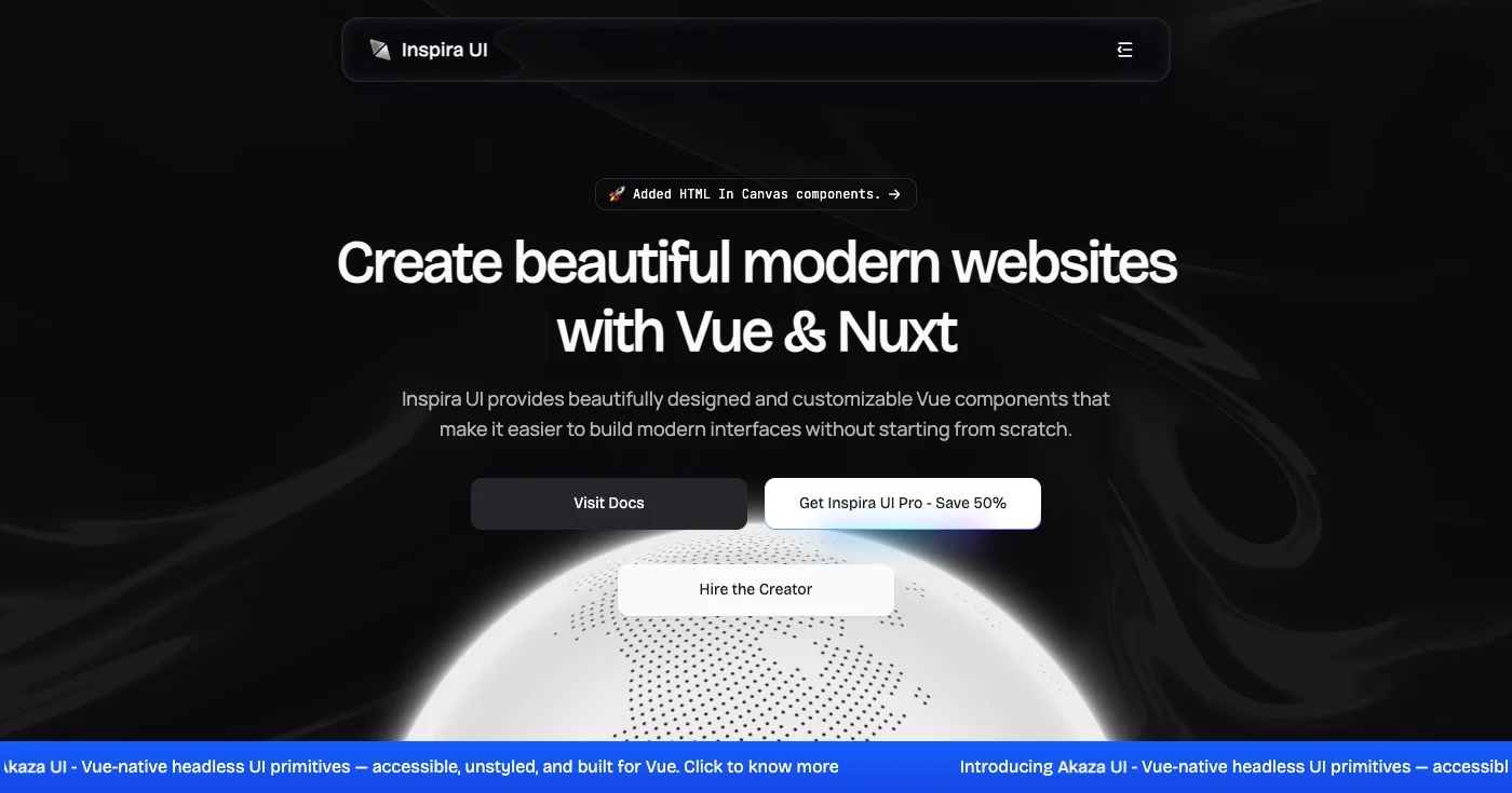 Inspira UI homepage