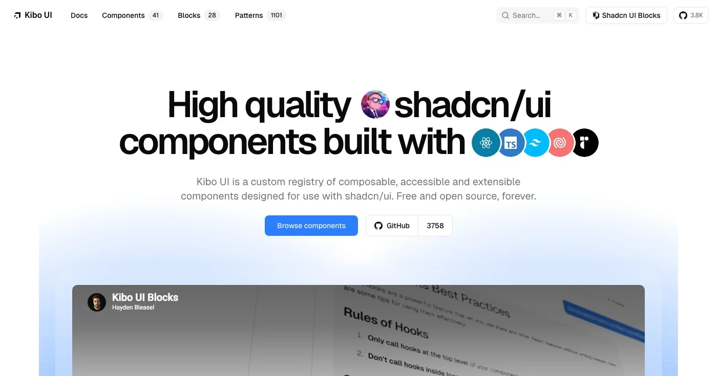 Kibo UI homepage