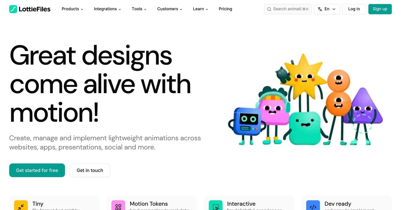 LottieFiles marketplace homepage