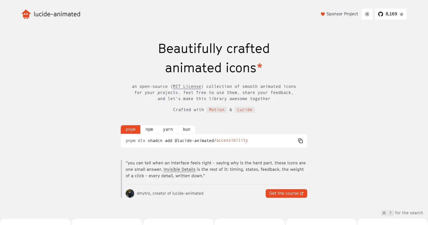 Lucide Animated Icon Website