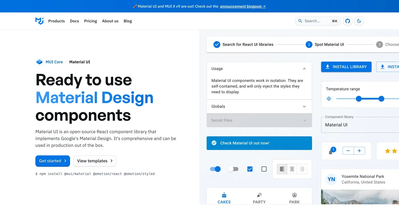 Material UI homepage