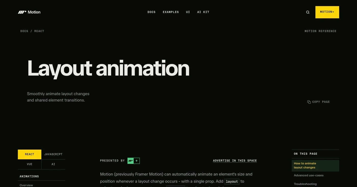 Motion layout animation docs