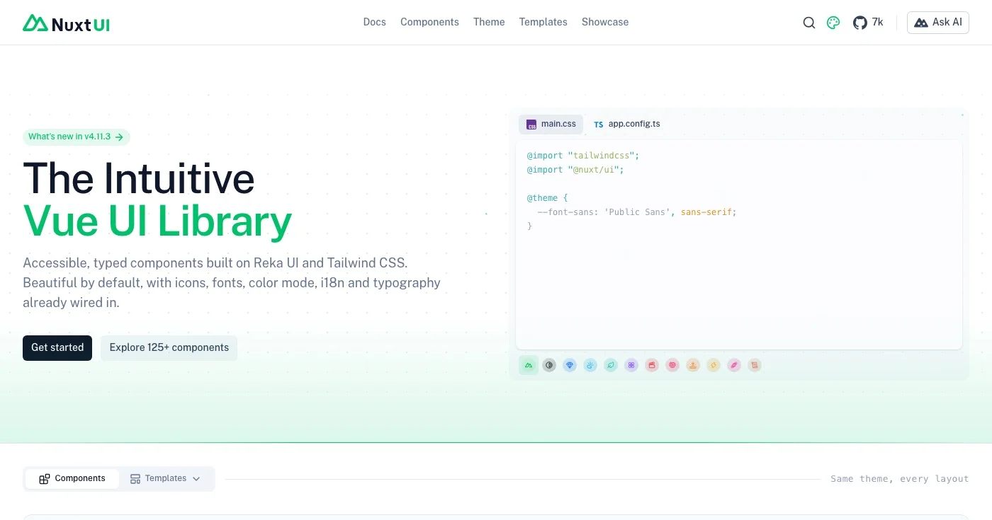 Nuxt UI homepage
