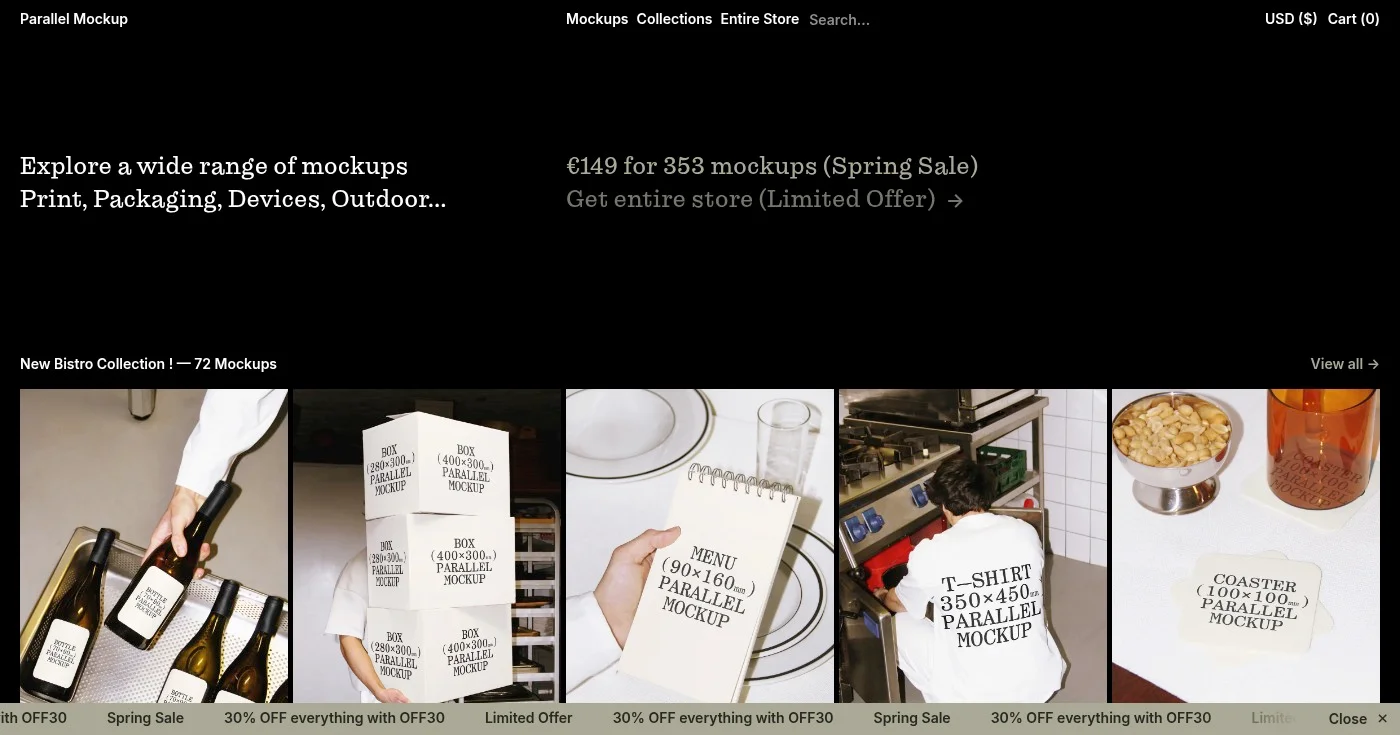 Parallel Mockup homepage