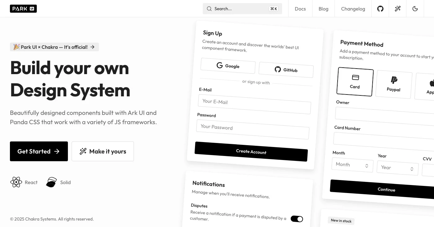 Park UI homepage