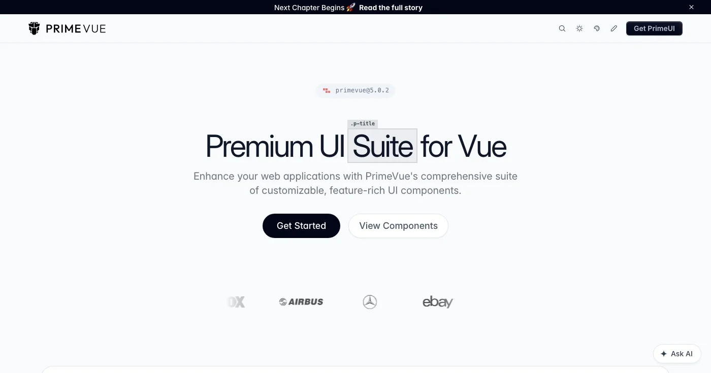 PrimeVue homepage