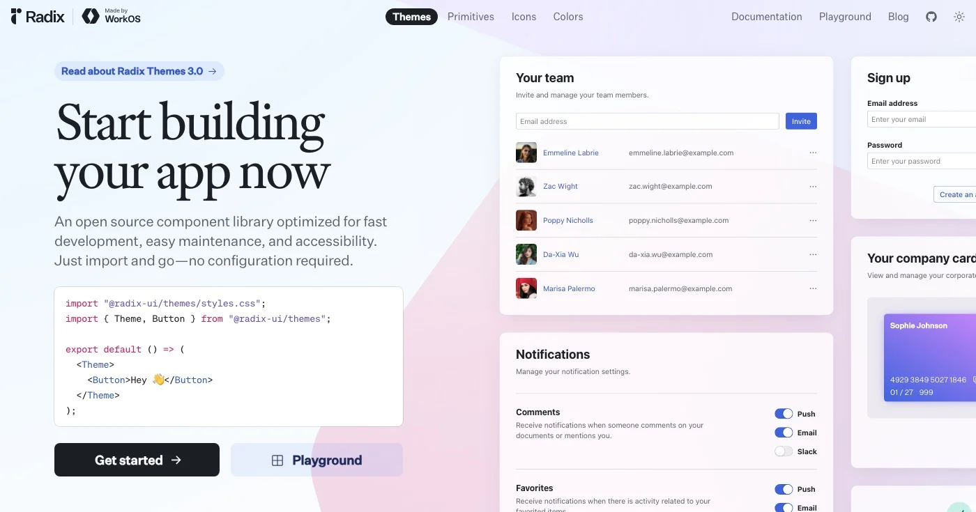 Radix Themes homepage