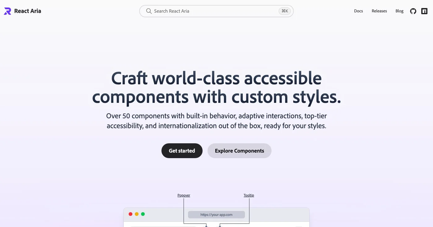 React Aria Components homepage