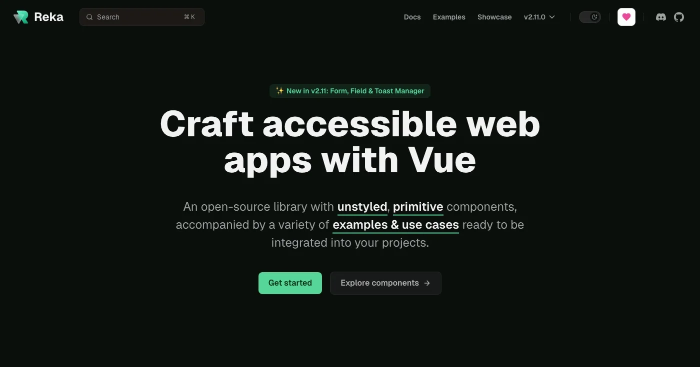Reka UI homepage