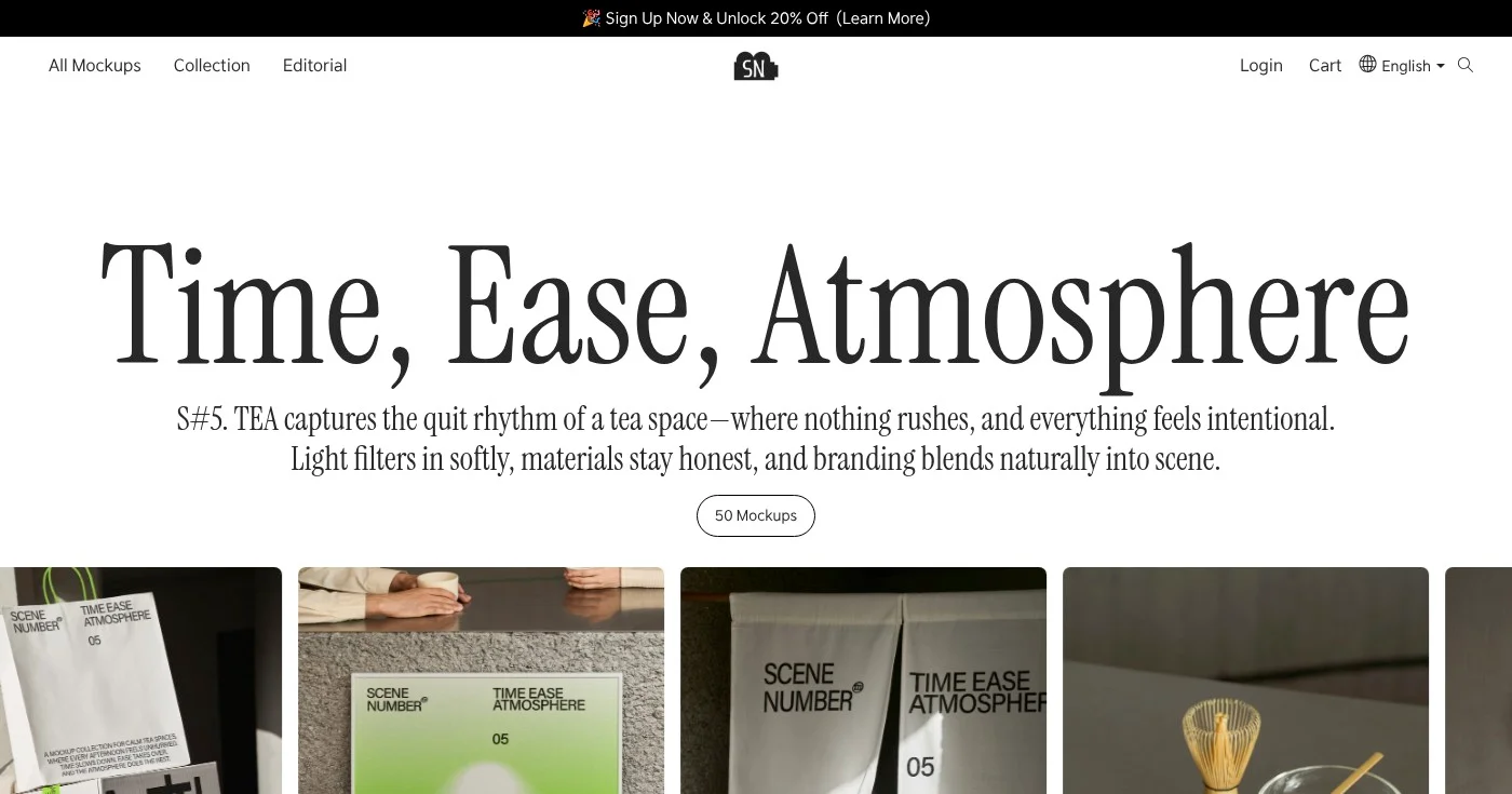 Scene Number Mockup homepage