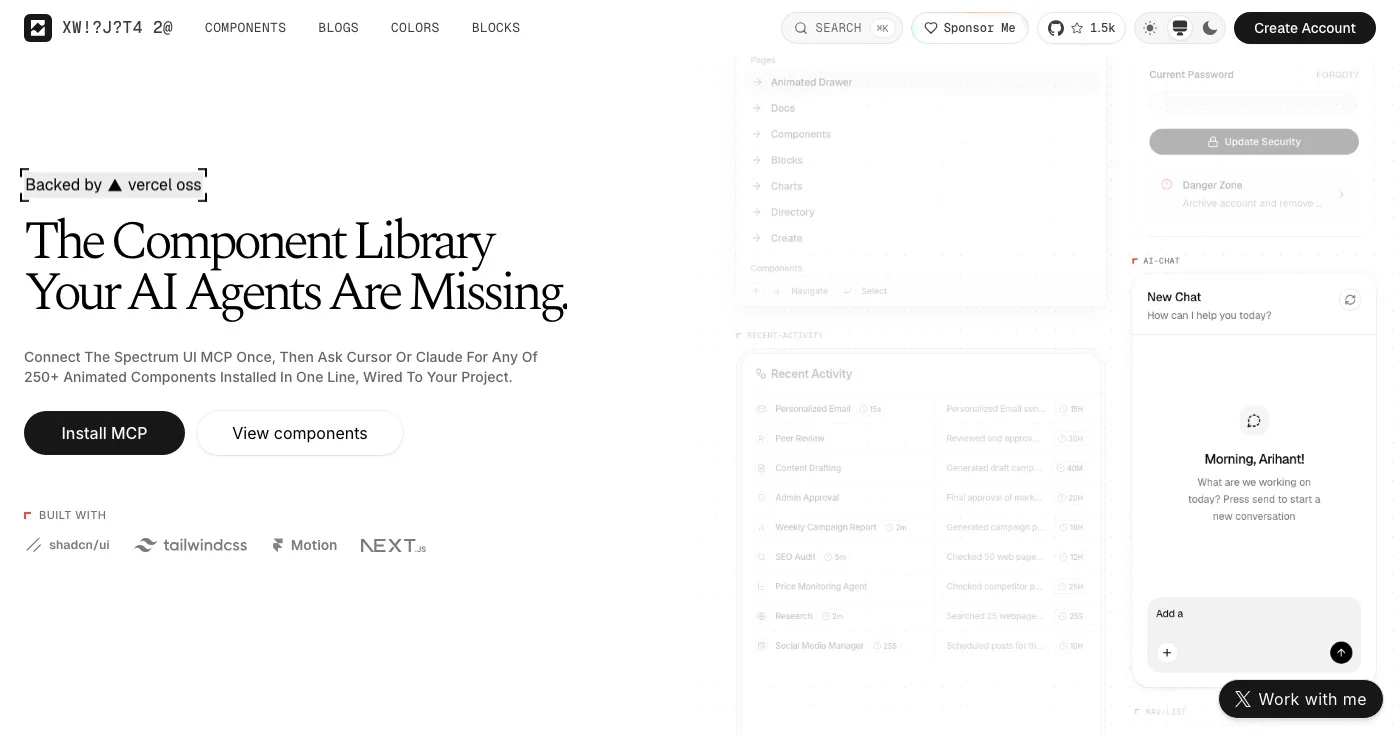 Spectrum UI homepage