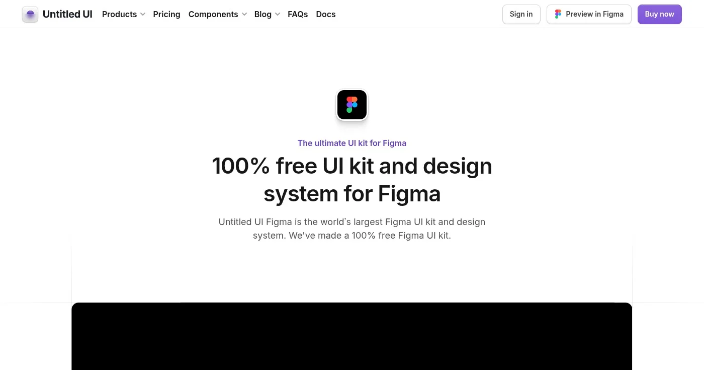 Untitled UI free Figma UI kit homepage